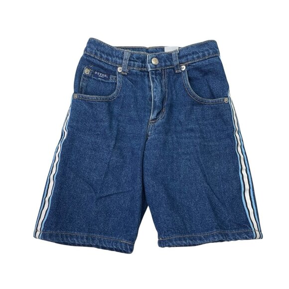 Vintage Guess Jeans Shorts 90s Y2K Medium Wash Denim Side Stripe Toddler 6Y - Picture 1 of 11